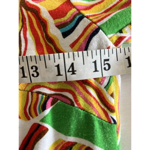 Trina Turk Dress Camellia Cover Up Resort Beach Size 2 Green 35” Psychedelic 3/4 - Picture 16 of 16